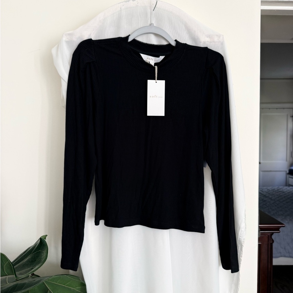 NWT Joie Black Long Sleeve and One Shoulder Top Size Small - Picture 2 of 6
